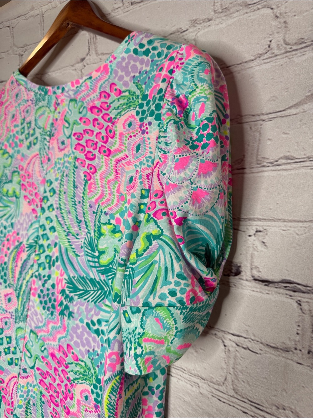 Lilly Pulitzer Tropical Print Shift Dress W/Square Neck Size X-Large - Picture 12 of 13